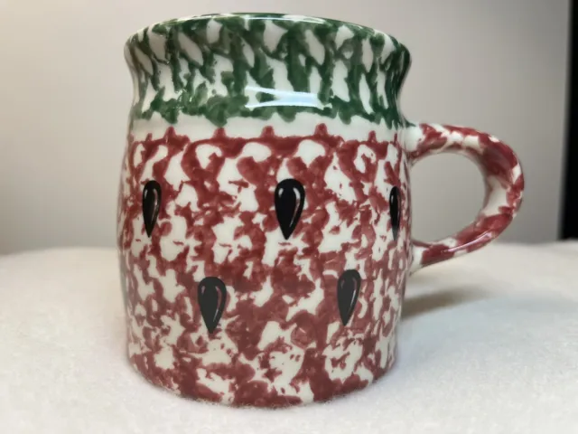 Vintage Gerald Henn Roseville Spongeware Seeded Watermelon Coffee Mug Cup