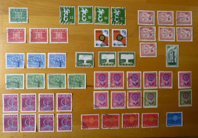 schönes Lot 52 Europa-Briefmarken BRD CEPT, 1956-67, überwiegend gestempelt