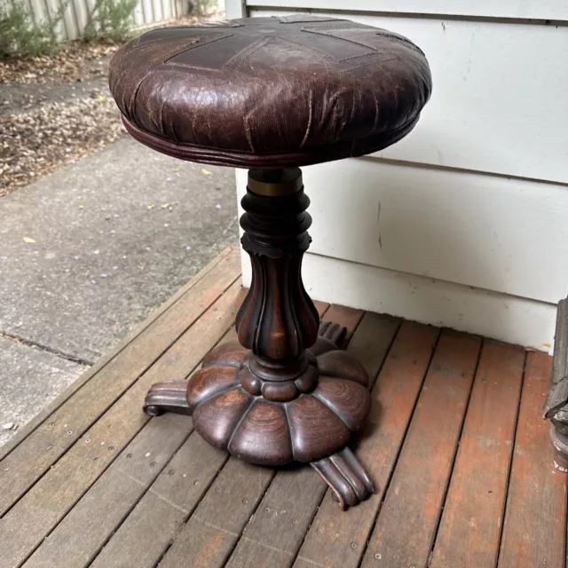 A Fine Antique William IV Rosewood Piano Stool In Original Condition