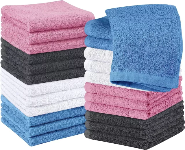 24X Flannels Face Cloths Super Soft 100% Cotton Towels Hand Washcloths 30x30cm