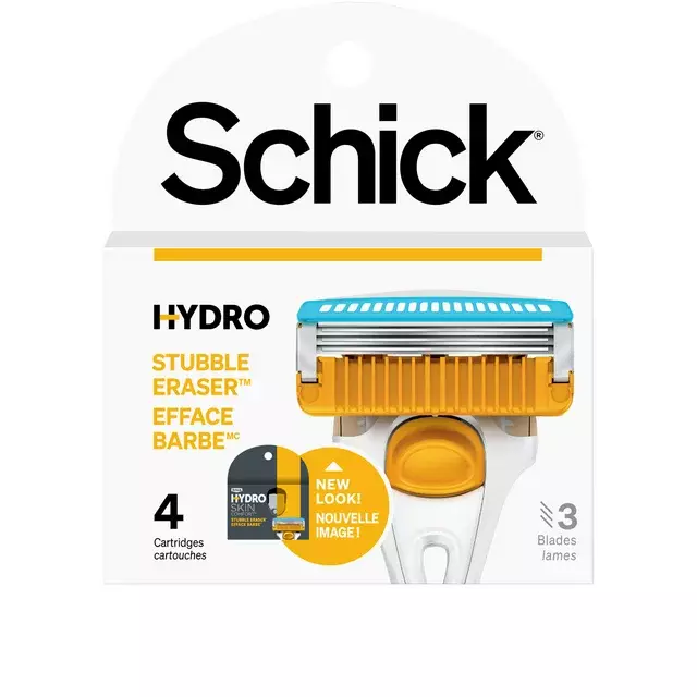 Schick Hydro Skin Comfort Stubble Eraser Men's Razor Cartridge Refills, 4 Count