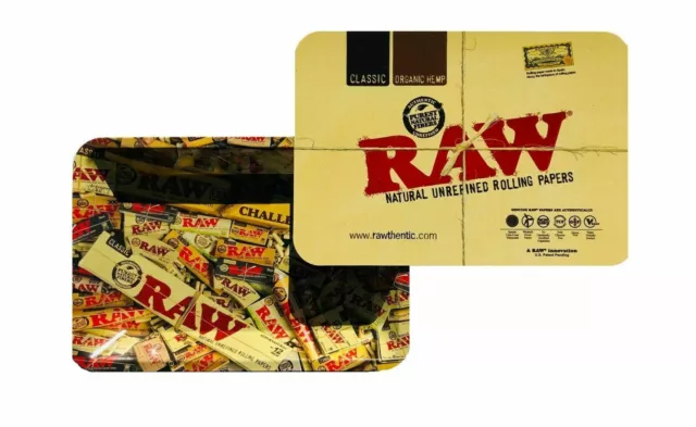 Raw Collage Rolling Paper Cone Tray 7 x 5 inch + Magnetic Lid Cover Combo Magnet