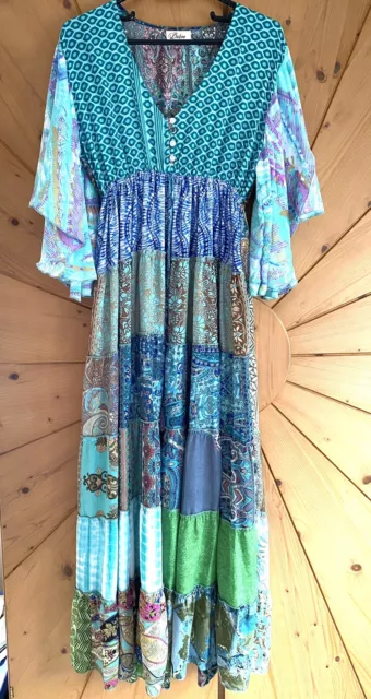 Seidenkleid Boho Design  L