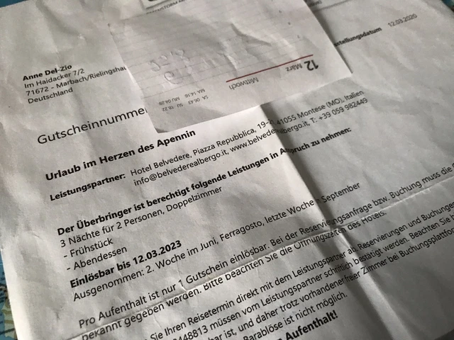 Urlaubsgutschein nach italien Apennin für 2 Personen mit HP