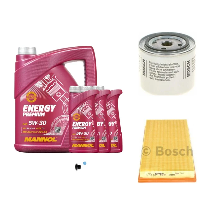 Bosch Pacchetto di Ispezione 8 L mannol Energy Premium 5W-30 per Volvo 240 Combi