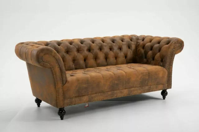 Chesterfield Sofa Armchair Handmade Pu- Leather 1.5 , 2 Or 3 Seater Settee