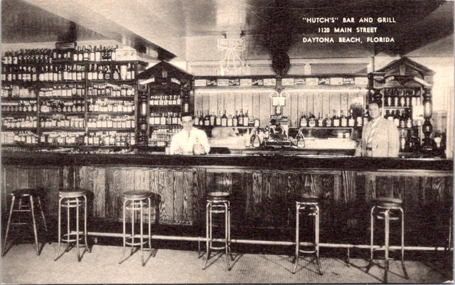LIQUOR, "Hutch's" Bar and Grill, DAYTONA BEACH, Florida Advertising Postcard