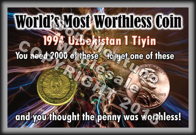 WHOLESALE "WORLD'S MOST WORTHLESS COIN" Display with 2012 Canada Penny / US Cent