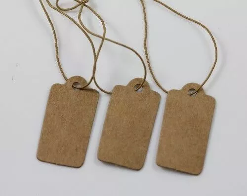 200Pcs Lots High-end Price Label Tags Blank Kraft Paper With Elastic String DIY