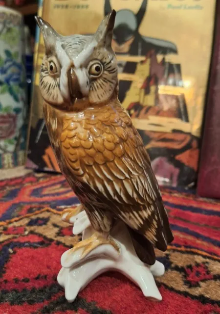 16.5cm Karl Ens Volkstedt Porcelain Owl Figure German