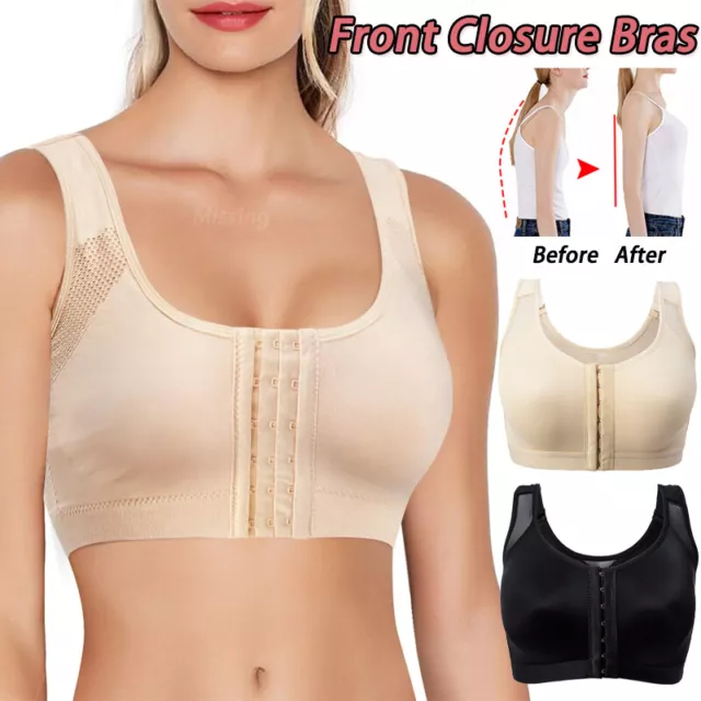 FRONT FASTENING STRETCH Sleep Post Surgery Bra Sports Bra with Wide Back  Support £13.79 - PicClick UK