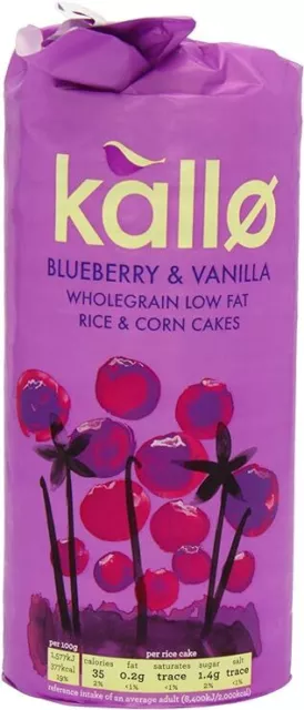 Kallo Blueberry & Vanilla Wholegrain Rice & Corn Cakes 131g-6 Pack