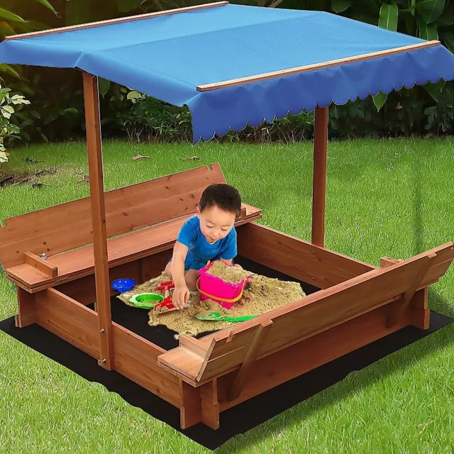 Kids Wooden Toy Sandpit With Canopy