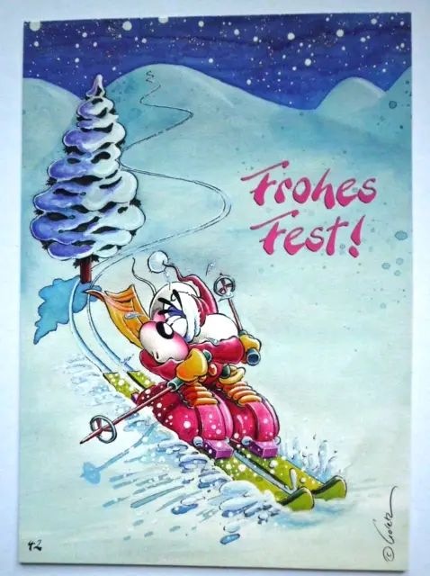 Diddl Weihnachts-Postkarte - Girlande - ##  Nr. 42f  ## - Top-Zustand