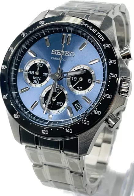 Reloj para hombre Seiko Sprit cronógrafo SBTR009 8T63-00D0 cuarzo azul como nuevo A372
