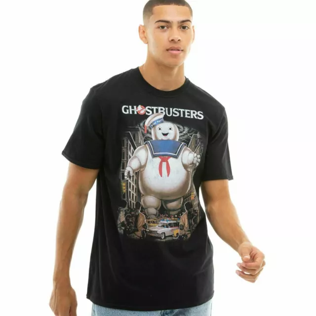 Ghostbusters Mens T-shirt Stay Puft Marshmallow Man Black S-XXL Official