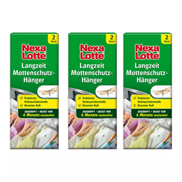 3x Nexa Lotte Langzeit Mottenschutz je 2 Hänger wirkt schnell bis zu 6 Monate