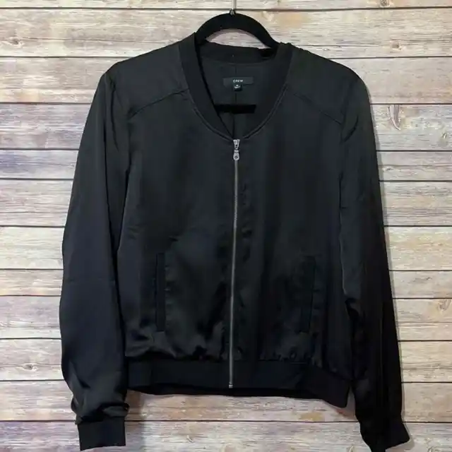 Drew Black Satin Zip Up Jacket EUC Size Medium