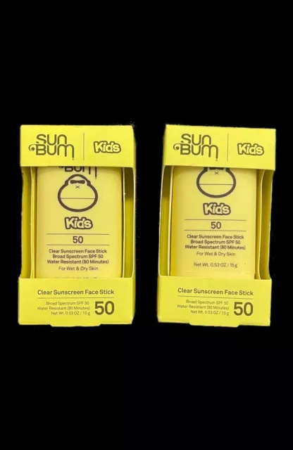 Sun Bum Kids Clear Sunscreen Face Stick SPF 50 water resistant (2 Pack)