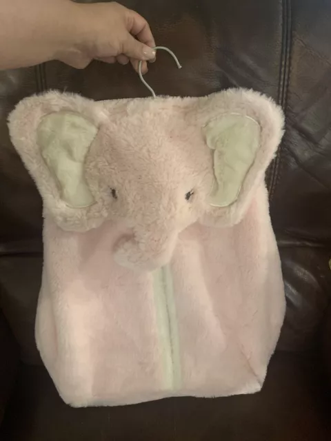 Levtex Baby Pink Elephant Diaper Stacker Girl Plush Infant Storage Changing EUC