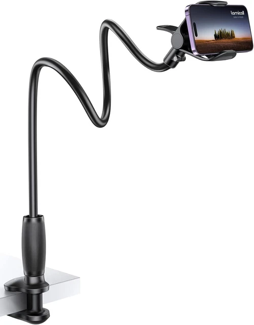 Gooseneck Bed Phone Holder 80 mm Clamp Base Universal Flexible Lazy Arm