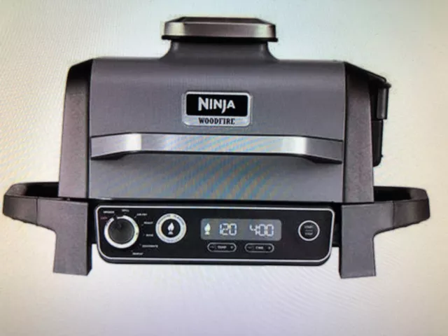 Ninja OG701UK Woodfire Electric BBQ Grill and Smoker - Grey Lid / Black Body