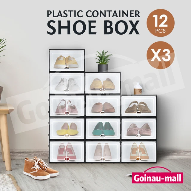 36PCS Sneaker Display Case Shoe Box Stackable Storage Cabinet Organiser Plastic