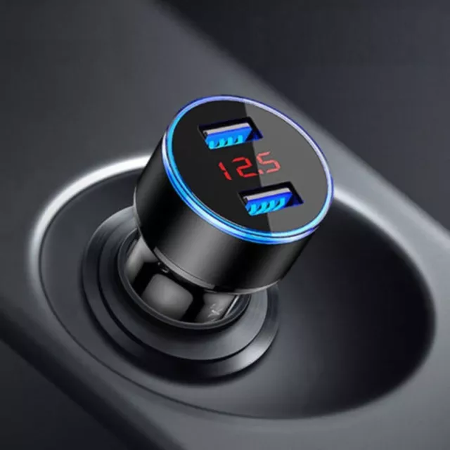 LED Digital Voltmeter Dual Ports 31A USB Car Charger 12V/24V Aluminum Alloy 2