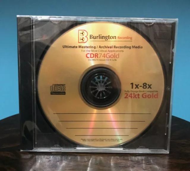 Burlington Recording Ultimate 24KT Gold Mastering/Archival 1-8X Cert CD-R 25 PK.