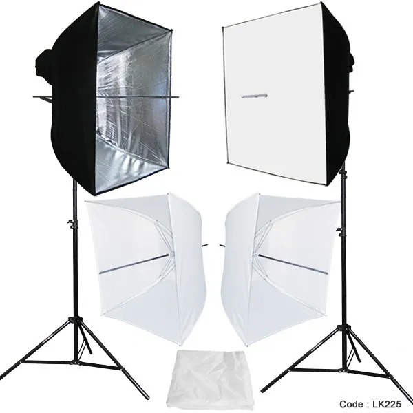 Photo Studio Continuous Lighting Kit Photography 2 Softbox Light Stand LK225