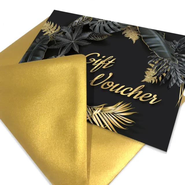 Beauty Gift Vouchers, Blank Salon vouchers, Nail Manicure - A6 Gold Envelopes