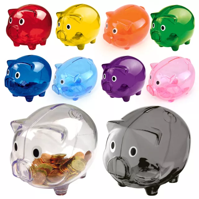 Cute Piggy Bank Money Box Saving Coins Cents Fun Gift Plastic Pig Kids Toys HQ