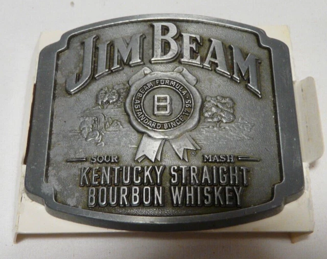 JIM BEAM BELT Buckle 2008 Pewter Kentucky Straight Bourbon Whiskey NIB ...