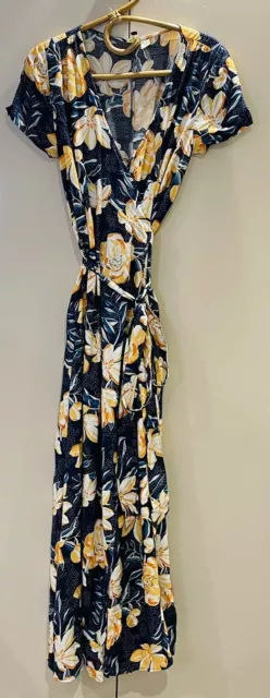 Roxy More Joy Maxi Long Floral Wrap Dress Women's Size Med RRP $109.99