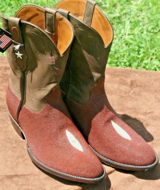 Black Jack Sting Ray 10.5EE Cowboy Boots Red Exotic Handmade Rare NOS 10.5 Wide