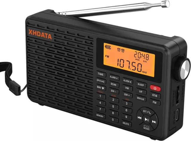 XHDATA D109 Radio Portable Poste Vintage Radio Bluetooth FM/AM (MW)/SW Transisto