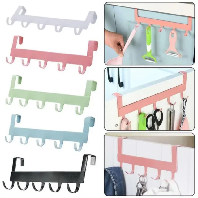 New Over The Door 5-Hooks Bathroom Organizer Rack Clothes Coat Hat Towel Hanger