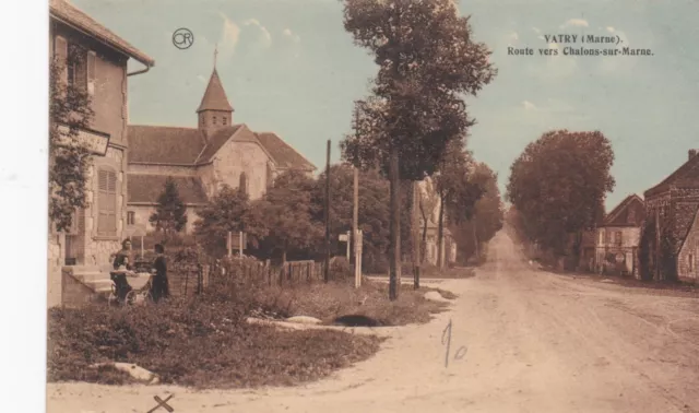 CPA 51 VATRY (Marne) Route de Chalons-sur-Marne Colorized Map
