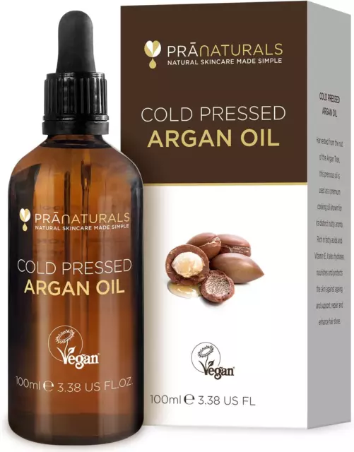 Pranaturals Olio Di Argan Del Marocco per Capelli, Viso E Corpo – 100% Naturale