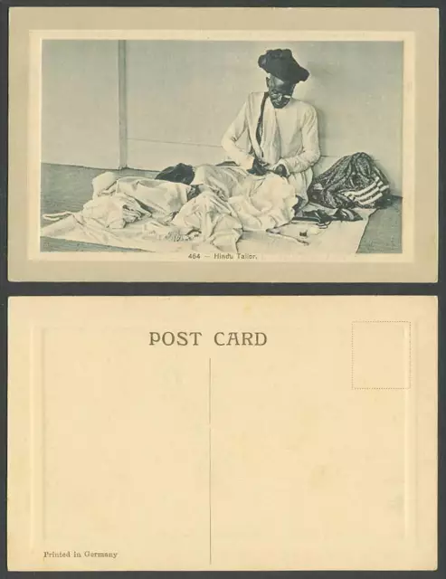 India Old Embossed Postcard A Native Hindu Tailor Man at Work Bombay Ethnic Life