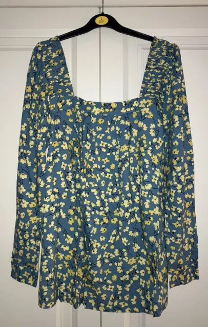 Mamalicious Maternity Blue And Yellow Floral Square Neck Top Size M (UK 10) BNWT