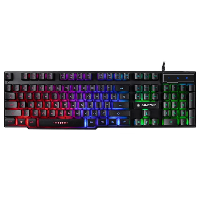 Clavier Gamer USB RGB Multicolore Battletron - Rétroéclairage LED - Disposition QWERTZ Allemand - Neuf