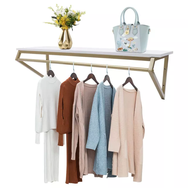 Gold Metal Garment Clothes Rack Clothing Rack Clothes Wall Shelf Hanger Display