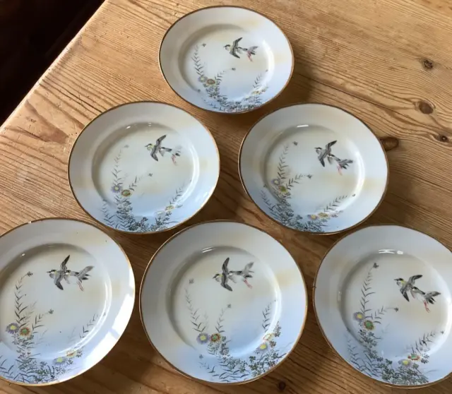 Vintage Chinese signed Hand Painted 6 x Side Plates
