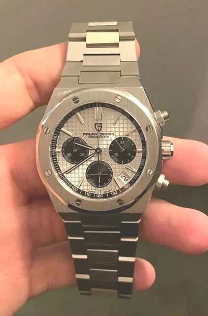 PAGRNE DESIGN Orologio cronografo al quarzo Homage, VK63 Movimento Luneta in ceramica Impermeabile Sport Cinturino in gomma Orologi da polso uomini (1736 Verde