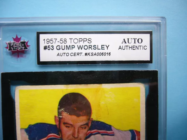 1957/58 Topps Nhl Hockey Card #53 Lorne Gump Worsley Ksa Auto Autograph Parkie 3