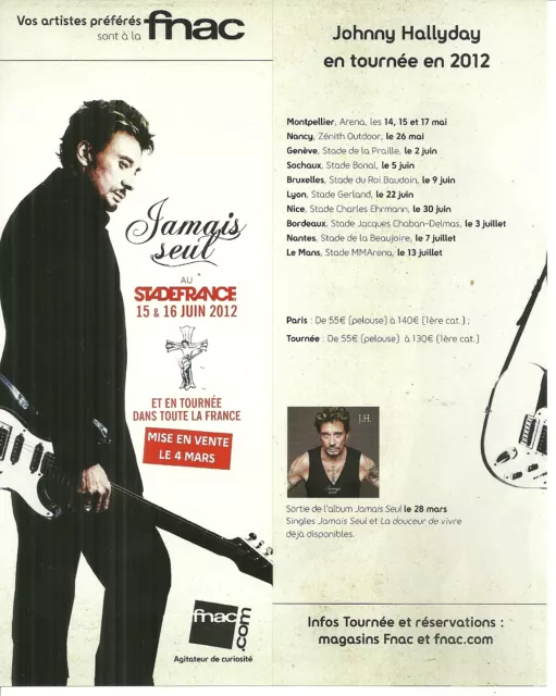 Flyer Plv - Johnny Hallyday En Concert Live Au Stade De France ( France ) 2012