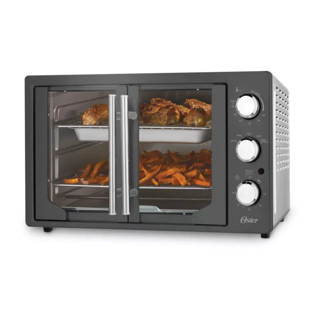 French Door Air Fry Countertop Toaster Oven 6 Cooking Presets Timer Kitchen New