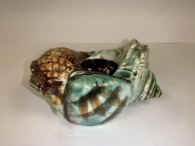 Vintage Ceramic Conch Shell Ashtray Sea Nautical Beach House Bar Decor