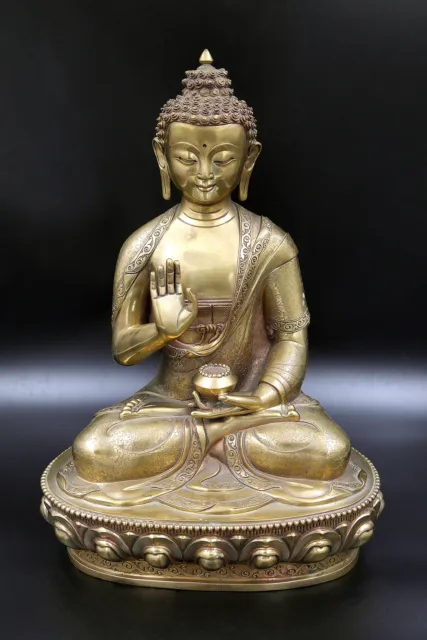 Lord Blessing Buddha Idol Sculpture, Buddhism Home Décor, Collectible Gift 13"